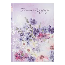 Блокнот FLOWERS LANGUAGE, А-6, 64 арк., клітинка, тв. обкл., мат. лам.+лак, бузкова, BM.24614101-26