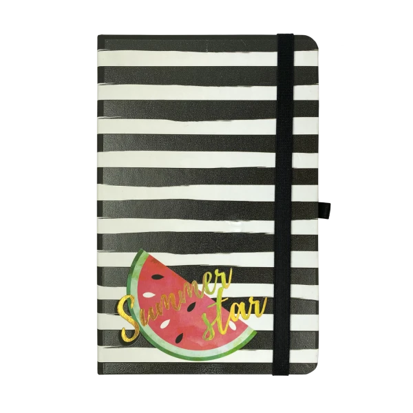 Книжка записна TRENDY, на гумці, 136х207мм, 96 арк., кліт., офсет крем., тв.лам.обкл., чорна, BM.255111-01