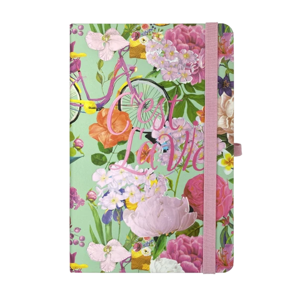 Книжка записна TROPICAL, на гумці, 136х207мм, 96 арк., кліт., офсет крем., тв.лам.обкл., бірюзова, BM.255112-06