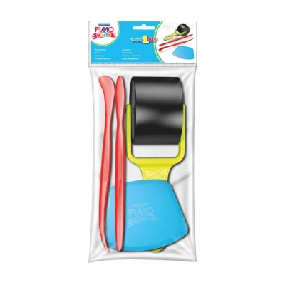Інструменти для роботи з пластикою (2 стека, різак, ролик) Fimo kids