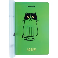 Блокнот пласт. обкл. двійна, А5+, 40 арк, кліт, Sorry cat K22-460-2 Kite