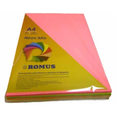 Папір кольоровий Mix Neon, A4 80 г/м2, 4х80/200арк., R50935 Romus