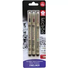 Набір лінерів PIGMA MICRON 2шт, (0.5/0.8) + 1 ручка MICRON PN В ПОДАРУНОК, Чорний, у блістері, Sakura