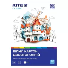 Картон білий (10арк), A4 Kite Classic K-254