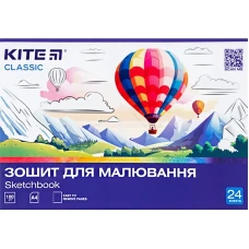 Зошит для малювання, 24 арк., скоба, cофт тач + УФ лак, Kite Classic K-242