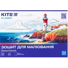 Зошит для малювання, 24 арк., скоба, cофт тач + УФ лак, Kite Classic K-242