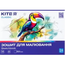 Зошит для малювання, 24 арк., скоба, cофт тач + УФ лак, Kite Classic K-242