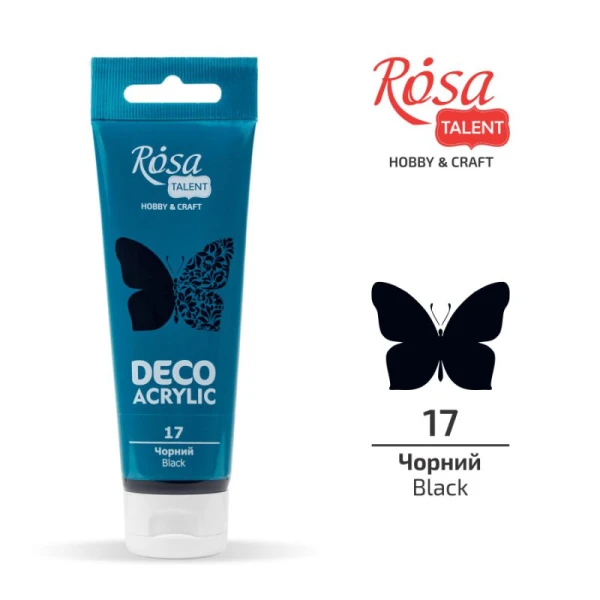 Акрил для декору, Чорний (17), матовий, 75 мл, ROSA Talent