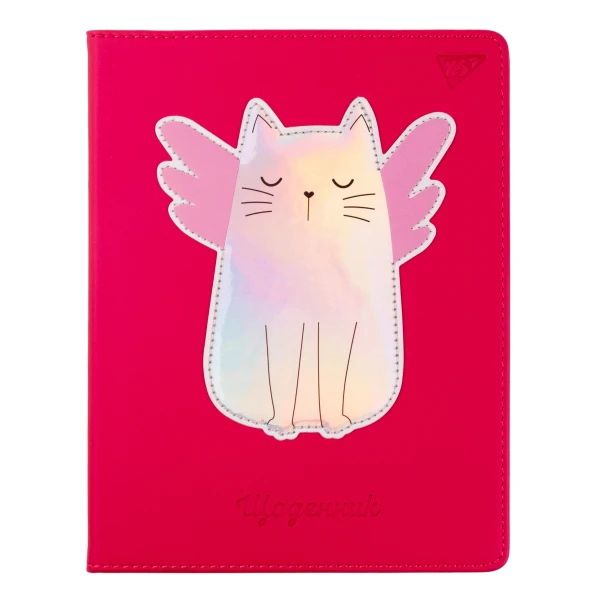 Щоденник шкільний YES PU жорсткий "Cat. Angelcat" блінтове тиснення, аплікація з друком, 911401
