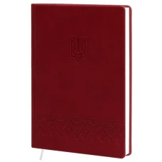 Щоденник недат. А5 (145х202), 128 арк., кліт., обкл. шт.шк., бордовий, з тисненням, 231 06Б Герб