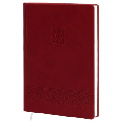 Щоденник недат. А5 (145х202), 128 арк., кліт., обкл. шт.шк., бордовий, з тисненням, 231 06Б Герб