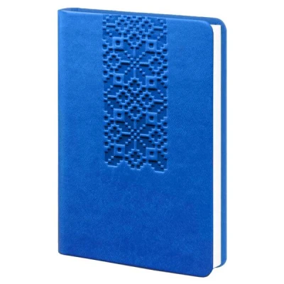 Щоденник недат. А6 (98х140), 144 арк., лінія, обкл. шт. шкіра, синій, з тисненням, 243 06С 