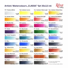 Набір акварельних фарб CLASSIC, 35*2,5мл, кювета, Індіго метал. пенал, ROSA Gallery