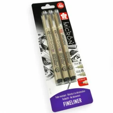 Набір лінерів PIGMA MICRON 2шт (0.1/0.5) +1 лінер-пензель Pigma Brush В ПОДАРУНОК Чорний Sakura