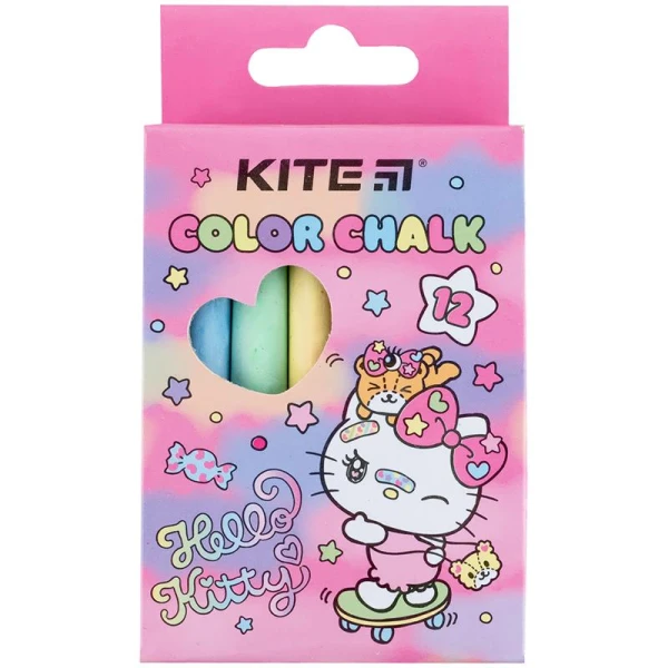 Крейда кольорова, 12 шт. Hello Kitty HK24-075 Kite