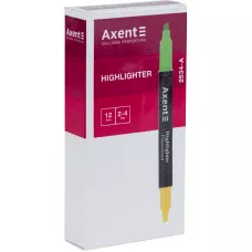 Маркер Highlighter Dual 2534-A, 2-4 мм клиноп. зелений+жовтий Axent