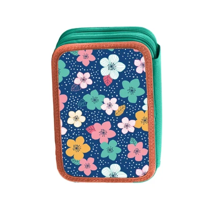 Пенал твердий Smart подвійний HP-01 Flowers melody, синій/кораловий, 532843