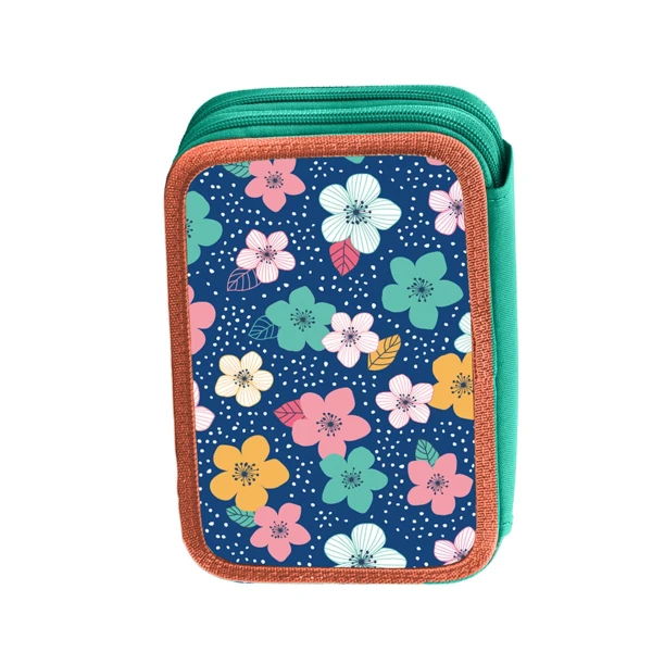 Пенал твердий Smart подвійний HP-01 Flowers melody, синій/кораловий, 532843