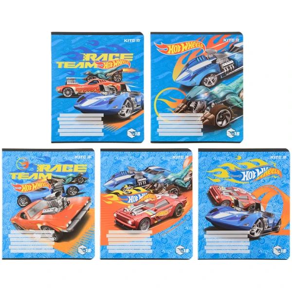 Зошит 18 арк., лінія, гібр. лак + УФ лак, Hot Wheels HW22-237 Kite