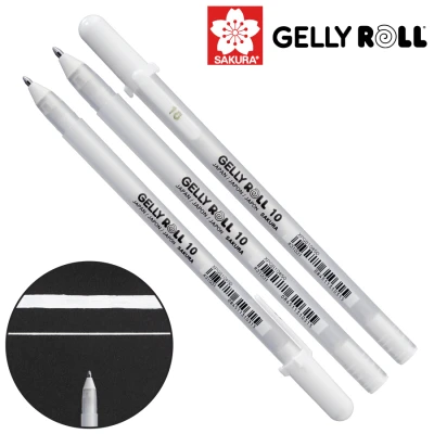 Ручка гелева, Біла 10 BOLD (лінія 0.5mm), Gelly Roll Basic, Sakura
