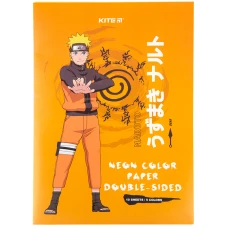 Папір кольоровий неон. (10арк/5кол)  А4 Naruto NR23-252 Kite
