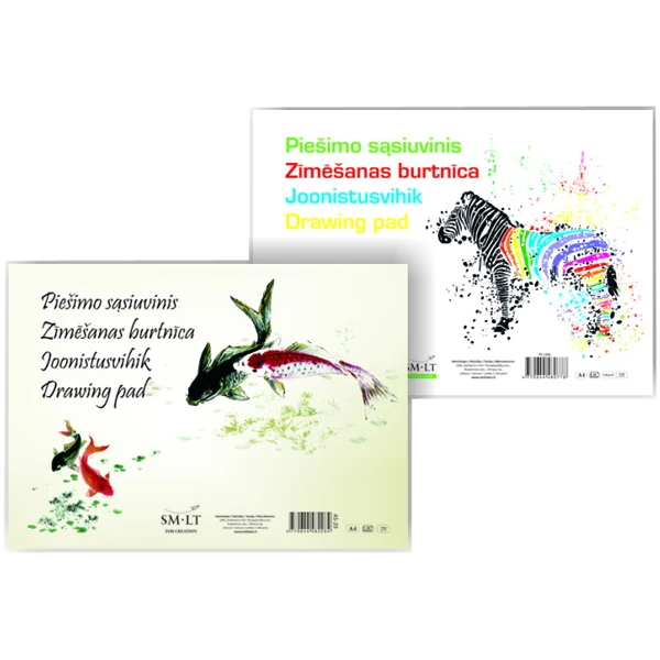 Альбом-склейка для рисунку "Зебра", А4, 120г/м2, 10л, Smiltainis