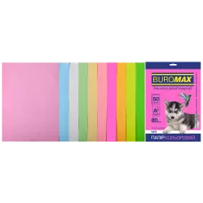 Набір кольорового паперу А4, 80г/м2, PASTEL+NEON, 10кол. 50арк., BM.2721750-99