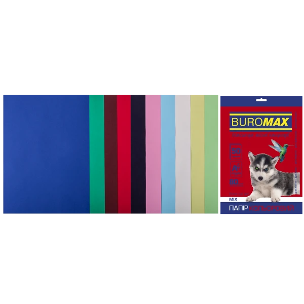 Набір кольорового паперу А4, 80г/м2, DARK+PASTEL, 10кол. 50арк. BM.27211150-99