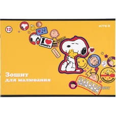 Зошит для малювання, 12 арк., скоба, гібр. лак+УФ, Peanuts Snoopy SN21-241 Kite