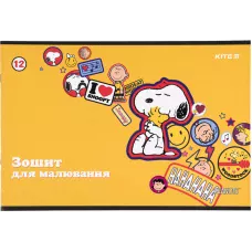 Зошит для малювання, 12 арк., скоба, гібр. лак+УФ, Peanuts Snoopy SN21-241 Kite