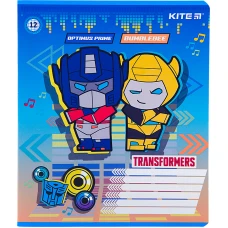 Зошит 12 арк., клітинка, софт тач + УФ лак, Transformers TF22-232 Kite