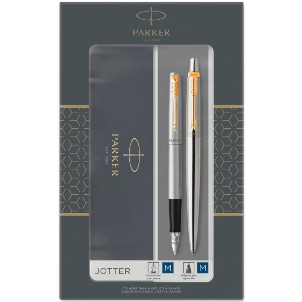 Набір Parker JOTTER Stainless Steel GT FP+BP (перова + кулькова), з позол.16 092b19
