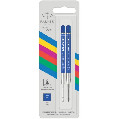 Стрижні Parker QuinkFlow кульк. синій F блістер 2шт 10 261BLU2