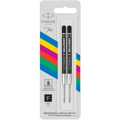 Стрижні Parker QuinkFlow кульк. чорний F блістер 2шт 10 261BK2