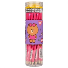 Олівець графітний тригранний з гумкою "Line Friends. Choco", туба 36шт/уп., 280669 YES
