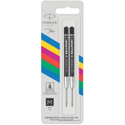 Стрижні Parker QuinkFlow кульк. чорний M блістер 2шт 10 262BK2