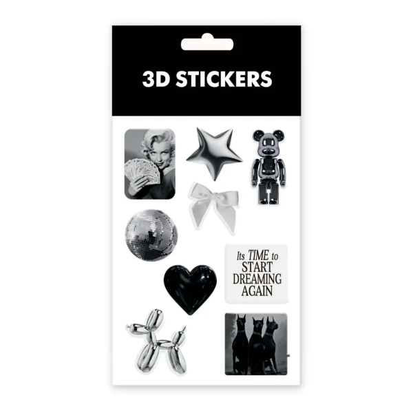 Наліпки 3D-стікер "Silver edition" набір 8 стікерів SB-45 Tattooshka