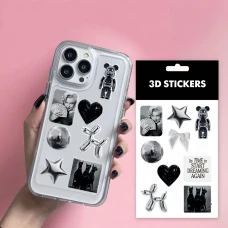 Наліпки 3D-стікер "Silver edition" набір 8 стікерів SB-45 Tattooshka