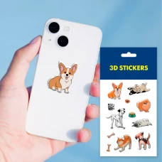 Наліпки 3D-стікер "Собаки" набір 6 стікерів SB-07 Tattooshka