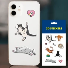 Наліпки 3D-стікер "Коти" набір 6 стікерів SB-08 Tattooshka
