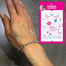 Тимчасове тату набір Pink mood голограма LB-184 Tattooshka