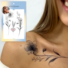 Тимчасове тату набір "Українські квіти із вишиванкою" LB-143 Tattooshka