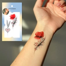 Тимчасове тату набір "Український мак із вишиванкою" L-56 Tattooshka