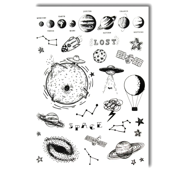 Тимчасове тату сет "Космічний Бум" LC-124 Tattooshka