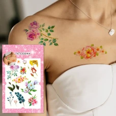 Тимчасове тату "Акварельні квіти" TH-030 Tattooshka