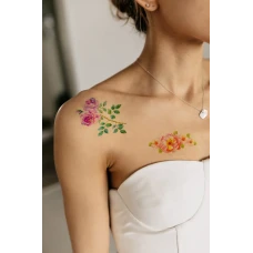 Тимчасове тату "Акварельні квіти" TH-030 Tattooshka
