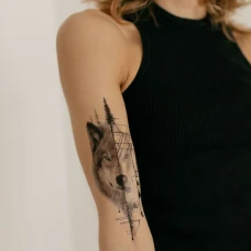 Тимчасове тату "Графічний вовк і ліс" LB-117 Tattooshka