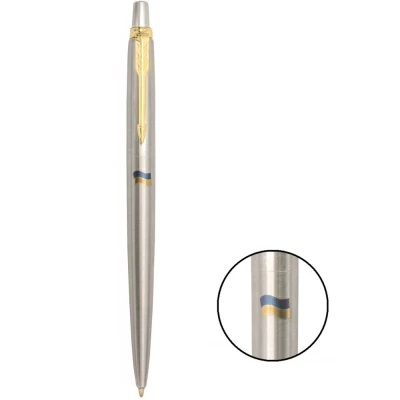 Ручка кулькова Parker JOTTER Stainless Steel з поз. кул. Прапор синьо-жовтий 16032_T008c
