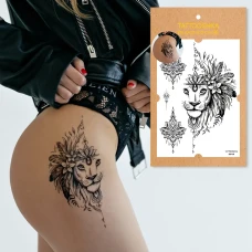 Тимчасове тату "Лев графічний з мандалою" LB-119 Tattooshka
