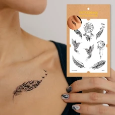 Тимчасове тату набір "Пера з мандалами" LB-123 Tattooshka